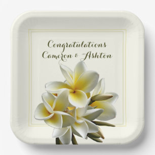 Yellow Wedding Plumeria Blume Glückwunschs Pappteller