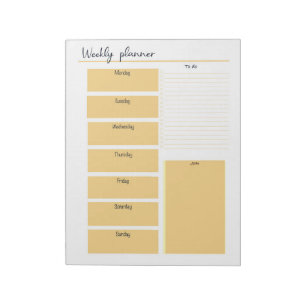Yellow Weekekly Planner Notepad Notizblock