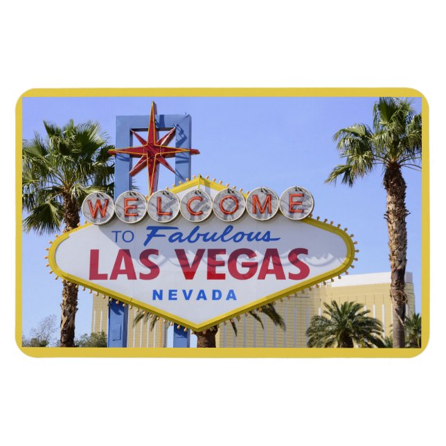 Yellow Welcome Sign Nevada Las Vegas Magnet (Horizontal)