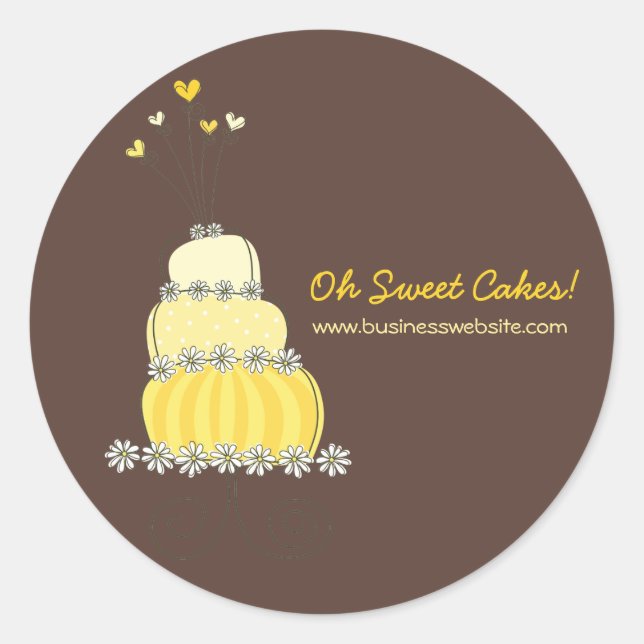 Yellow Whimsical Chic Wedgecake Sticker (Vorderseite)