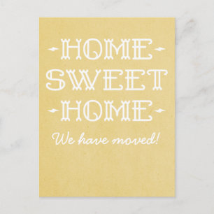 Yellow Whimsical Zuhause Sweet Zuhause Postcard Ankündigungspostkarte