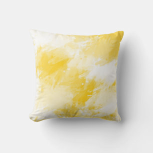 Yellow & White Abstract Brushstrokes Kissen