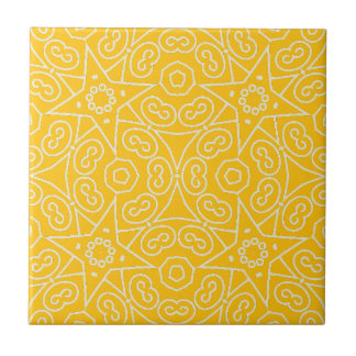 Yellow & White Abstract Geometric Pattern Fliese