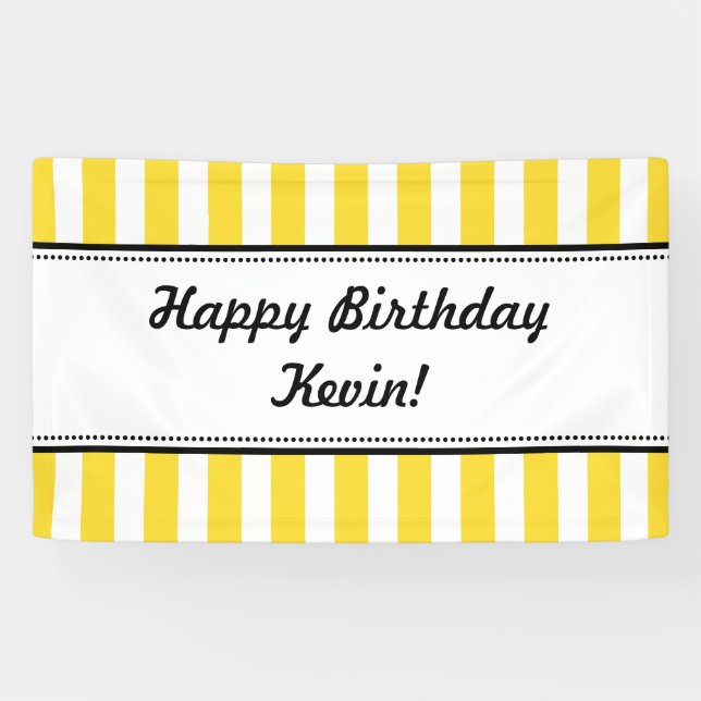 Yellow White Birthday Banner Streifen (Horizontal)