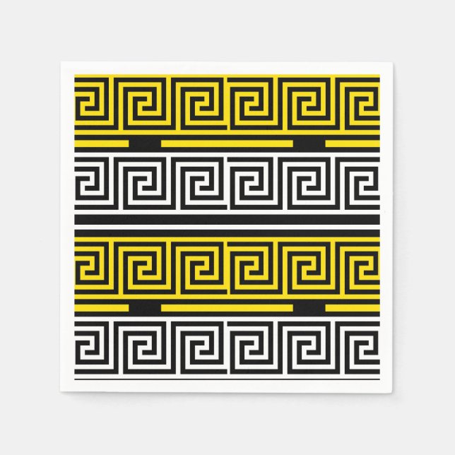 Yellow White Black Greek Key Fret Pattern Design  Serviette (Vorderseite)