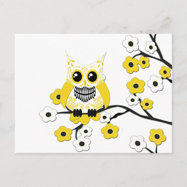 Yellow White Cherry Blossom Schüssel Postkarte (Vorderseite)
