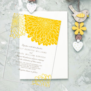 Yellow White Chrysanthemum Stylish Simple Wedding Acryleinladungen