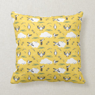 Yellow White Coastal Gulls Seaside Seagull Pattern Kissen