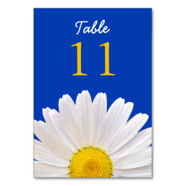 Yellow White Cobalt Shasta Daisy Blume Wedding Tischnummer