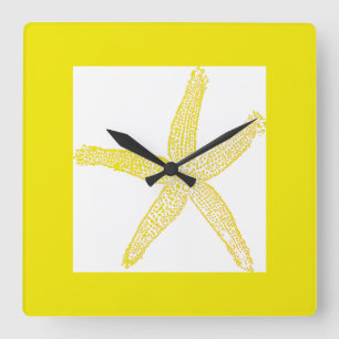 Yellow White Cool Quadratische Wanduhr