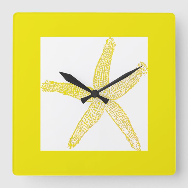Yellow White Cool Quadratische Wanduhr (Vorderseite)