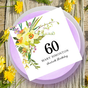 Yellow White Daffodil 60. Geburtstagsparty Serviette