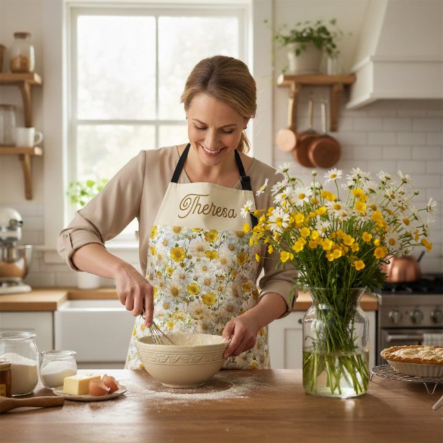 Yellow White Daisy Buttercup Pattern Schürze (Von Creator hochgeladen)