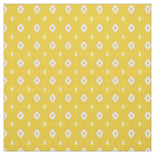 Yellow White Diamonds Geometric Pattern Stoff