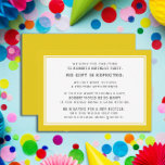 Yellow White Fiber 5 Dollar Geburtstagsparty Begleitkarte<br><div class="desc">Gelb-weiß Kind's Fiver (5 Dollar) Geburtstag Party Einladung Gehäuse. Ein 5. Geburtstag ist ein neuer Trend für Kindergeburtstage. Fünf Partys können den Kindern das Geld beibringen, während sie Geburtstagsgästen die Möglichkeit geben, das Party zu genießen, ohne unzählige Stunden auf der Suche nach dem passenden Geschenk verbringen zu müssen. Es rette...</div>