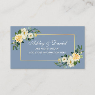 Yellow White Floral Dusty Blue Wedding Registry Begleitkarte