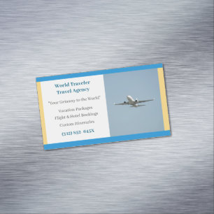 Yellow White Flugzeug Agent Airplane Travel Agency Magnetische Visitenkarte