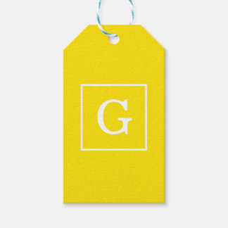 Yellow White Framed Initial Monogram Geschenkanhänger