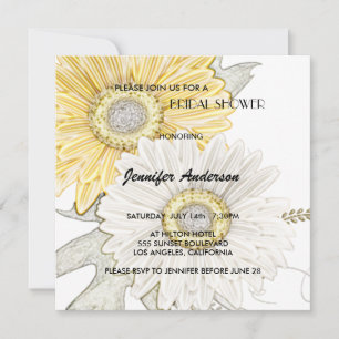 Yellow & White Gerber Daisy Bridal Polterabend Einladung