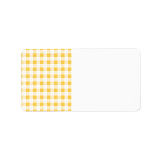 Yellow White Gingham Pattern Adressaufkleber (Vorne)