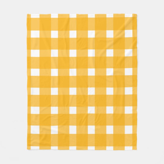 Yellow White Gingham Pattern Fleecedecke (Vorderseite)
