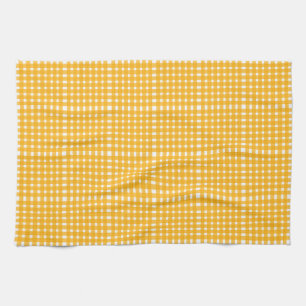 Yellow White Gingham Pattern Geschirrtuch