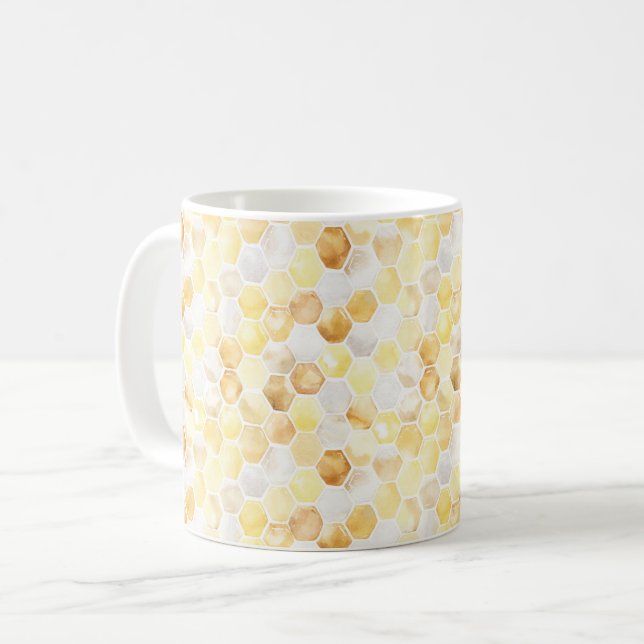 Yellow White Gold Honeycombs Kaffeetasse (Vorderseite Links)