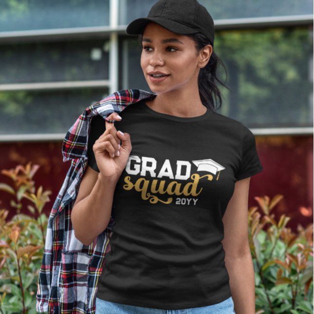 Yellow White Grad Squad Add Year T-Shirt (Von Creator hochgeladen)