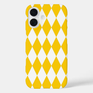 Yellow White Harlequin Diamonds Schachbretts Desig iPhone 16 Hülle