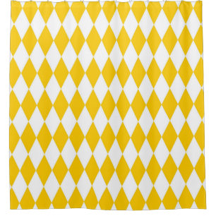 Yellow White Harlequin Diamonds Schachbretts Desig Duschvorhang
