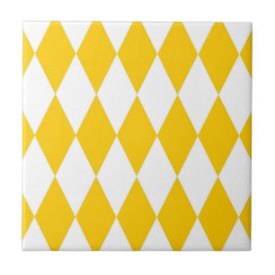 Yellow White Harlequin Diamonds Schachbretts Desig Fliese