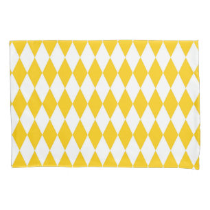 Yellow White Harlequin Diamonds Schachbretts Desig Kissenbezug