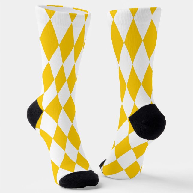 Yellow White Harlequin Diamonds Schachbretts Desig Socken (Von Creator hochgeladen)