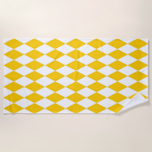 Yellow White Harlequin Diamonds Schachbretts Desig Strandtuch