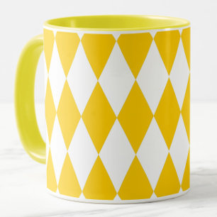 Yellow White Harlequin Diamonds Schachbretts Desig Tasse