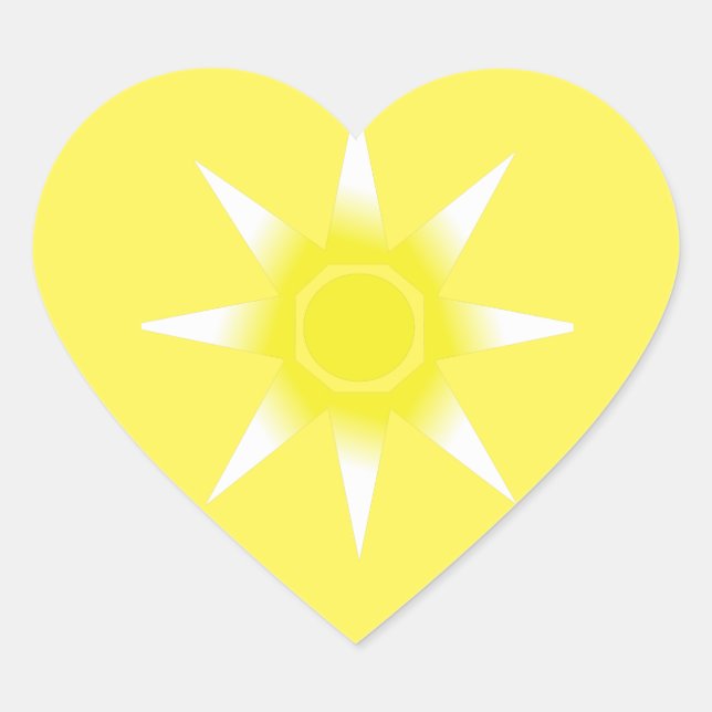 Yellow White Magic Sun-Produkt Herz-Aufkleber (Vorderseite)