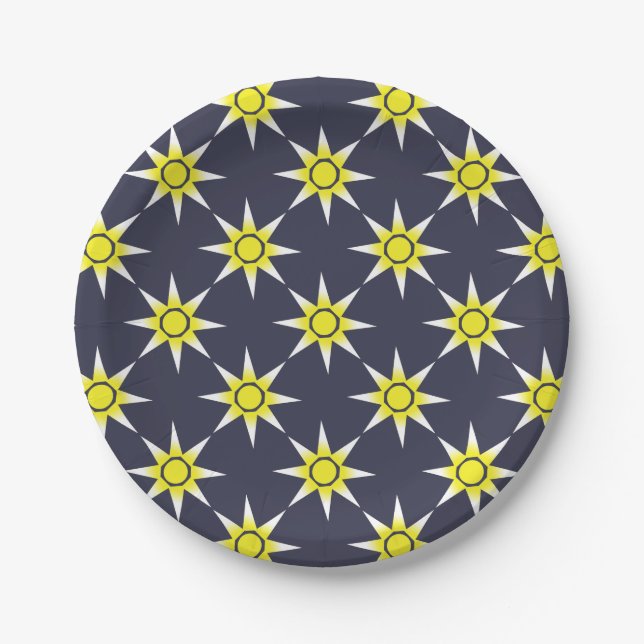 Yellow White Magic Sun-Produkt Pappteller (Vorderseite)