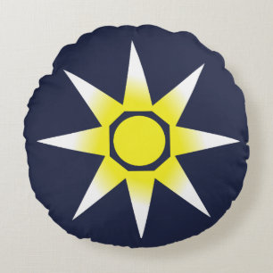 Yellow White Magic Sun-Produkt Rundes Kissen