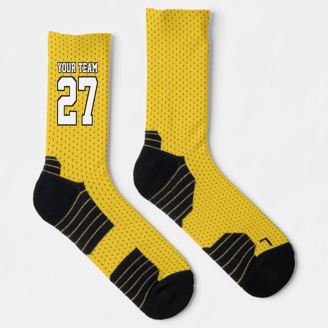 Yellow White Name Basketball Socken (Rechts)