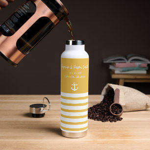 Yellow White Personalisiert Beach Hochzeitsgunst Trinkflasche