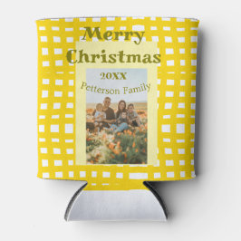 Yellow white plaid retro Christmas holiday family  Dosenkühler