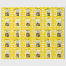 Yellow white plaid retro Christmas holiday family  Geschenkpapier