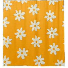 Yellow White Retro Y2K Blume Muster Duschvorhang