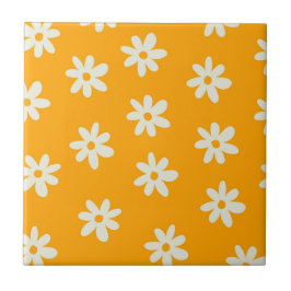 Yellow White Retro Y2K Blume Muster Fliese