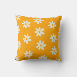 Yellow White Retro Y2K Blume Muster Kissen