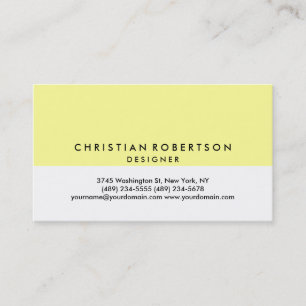 Yellow White Schlicht Modern Business Card Visitenkarte