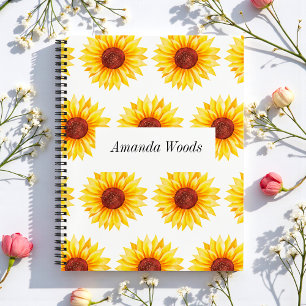 Yellow White Sunflower Blues Spiral Notebook Notizbuch