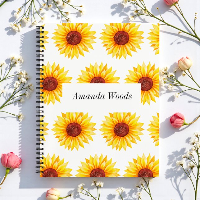 Yellow White Sunflower Blues Spiral Notebook Notizbuch (Von Creator hochgeladen)