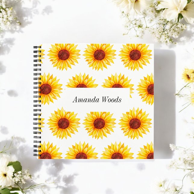 Yellow White Sunflower Blues Spiral Notebook Notizbuch (Von Creator hochgeladen)