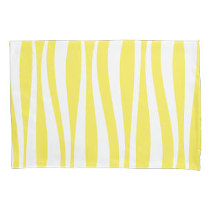 Yellow White Waves Cabana Strip Kissenbezug